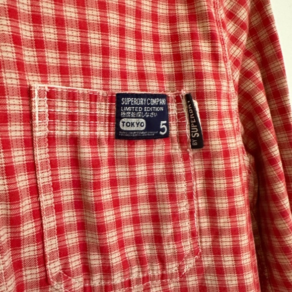 Limited Edition SuperDry Plaid Red Collared Shirt - Picture 7 of 9